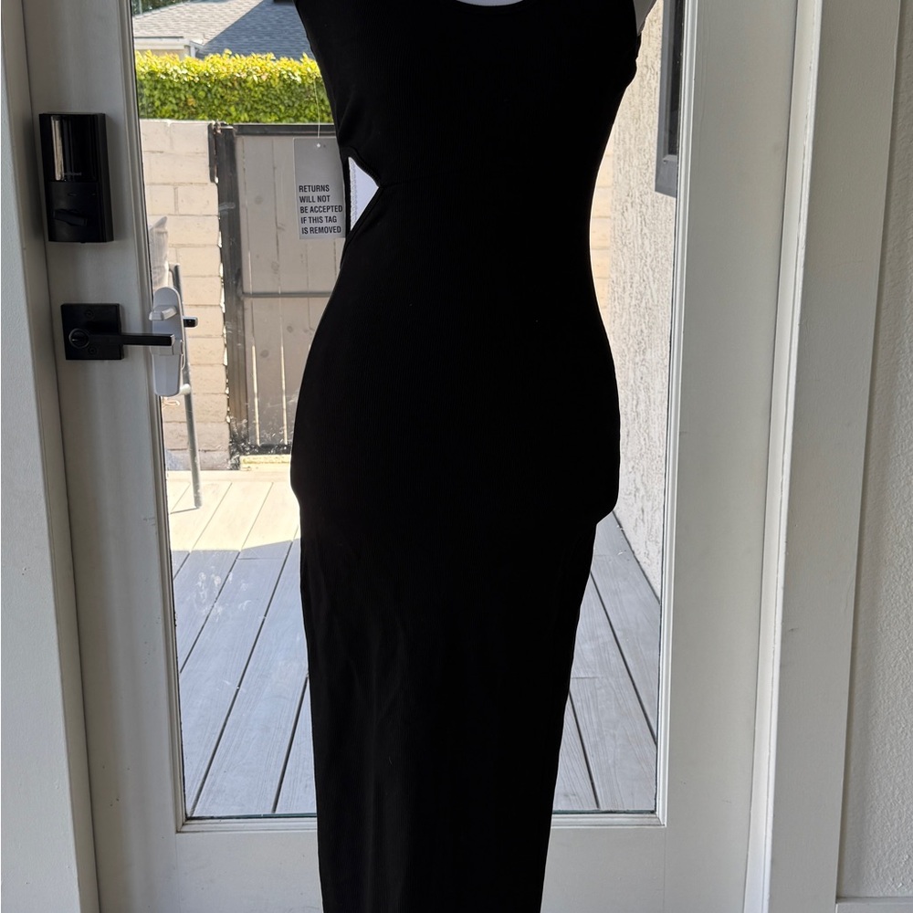 Bumpsuit Sculpting Rib Cut Out Maxi Dress